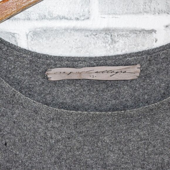 Raquel Allegra Women's Distroyed ripped 100% Cashmere Sweater in Gray sz 3 - Picture 2 of 13
